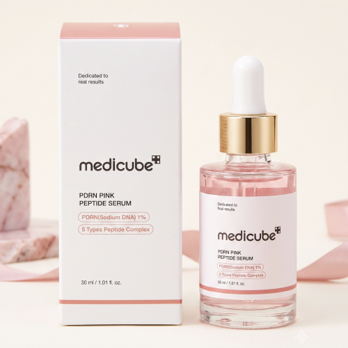 Medicube PDRN Pink Peptide Serum 30ml – Frasco con gotero dorado