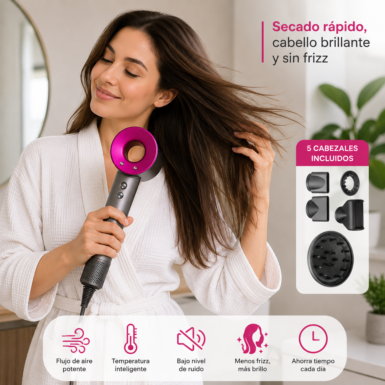 Blower Secador Profesional con 5 Cabezales