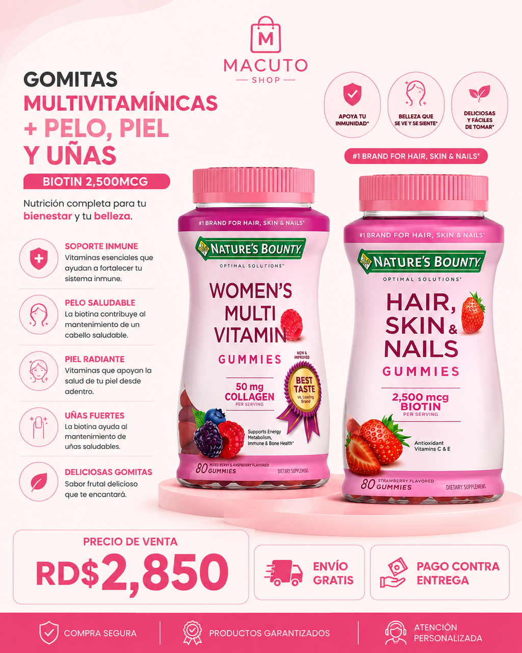 Gomitas Multivitamínicas + Pelo, Piel y Uñas Biotin