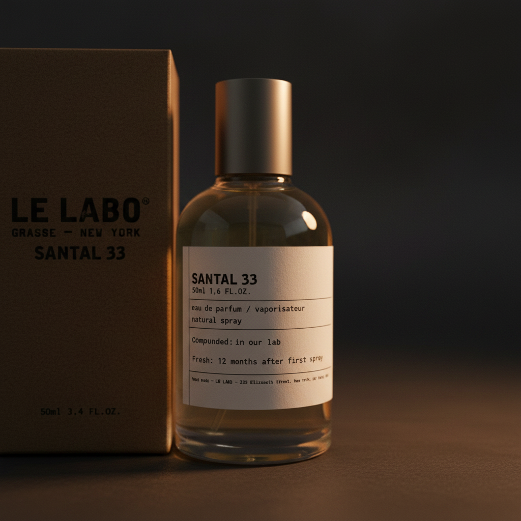 Santal 33 Le Labo - Close-up botella de vidrio